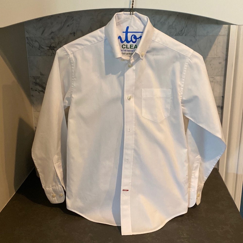 Tommy Hilfiger Boys White Long-Sleeved Button Down Shirt (Size 10)